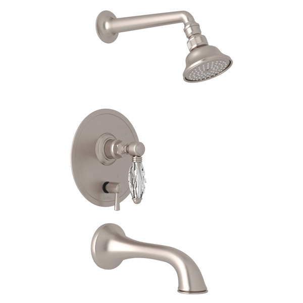 Pressure Balance Shower Package - Satin Nickel with Crystal Metal Lever Handle | Model Number: AKIT320ENLC-STN - Product Knockout