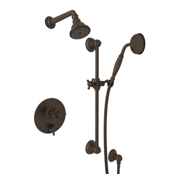 Pressure Balance Shower Package - Tuscan Brass with Cross Handle | Model Number: AKIT300ENXM-TCB - Product Knockout