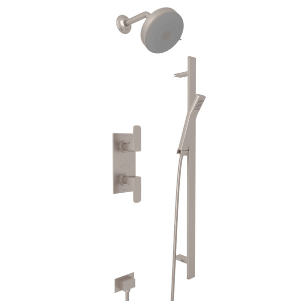 Quartile Thermostatic Shower Package - Satin Nickel with Metal Lever Handle | Model Number: CUKIT50L-STN - Product Knockout