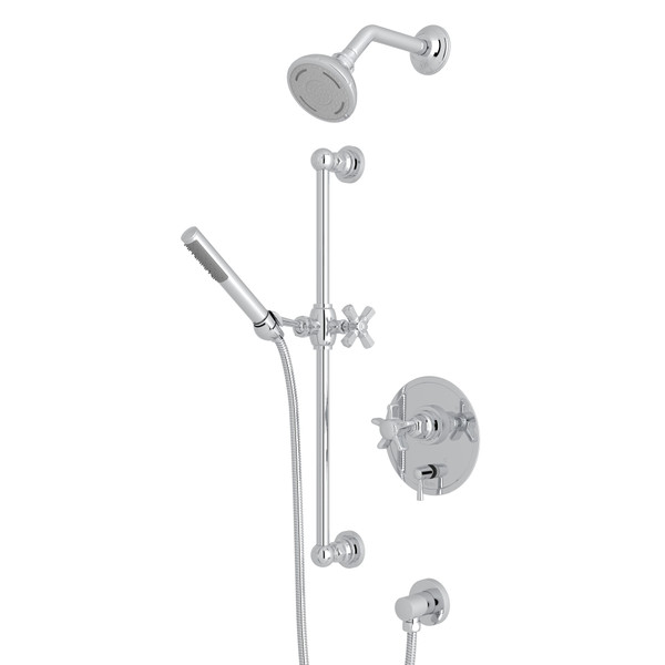 San Giovanni Pressure Balance Shower Package - Polished Chrome with Five Spoke Cross Handle | Model Number: SGKIT230NX-APC - Product Knockout