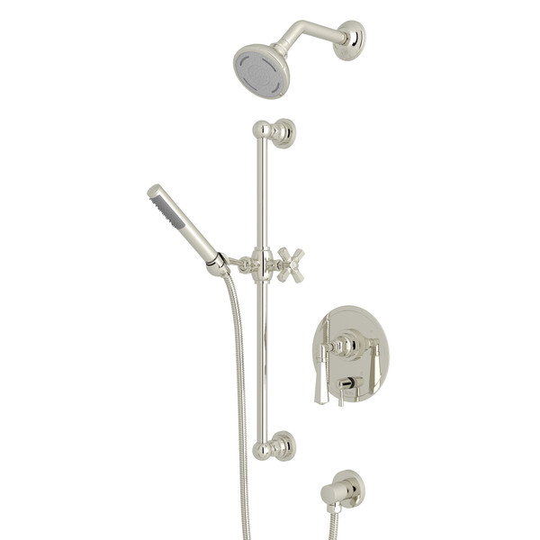 San Giovanni Pressure Balance Shower Package - Polished Nickel with Metal Lever Handle | Model Number: SGKIT230NLM-PN - Product Knockout