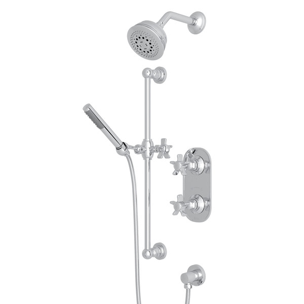 San Giovanni Thermostatic Shower Package - Polished Chrome with Five Spoke Cross Handle | Model Number: SGKIT50X-APC - Product Knockout