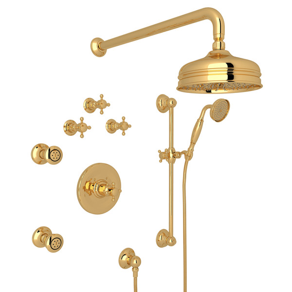 Thermostatic Shower Package - Italian Brass with Cross Handle | Model Number: AKIT47EXM-IB - Product Knockout