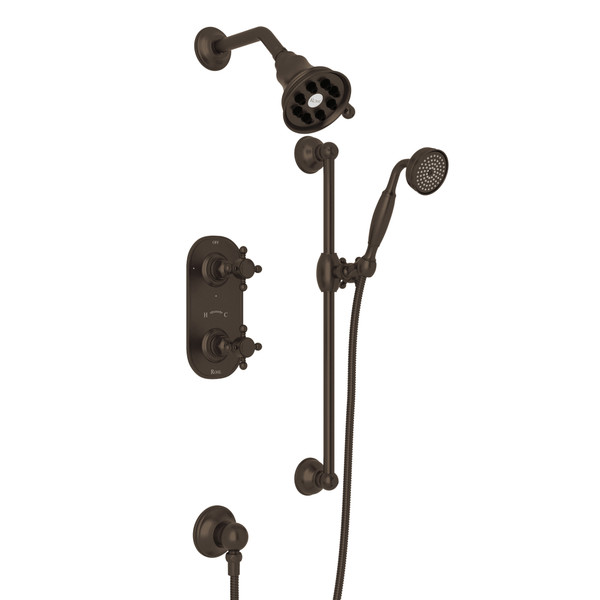 Thermostatic Shower Package - Tuscan Brass with Cross Handle | Model Number: AKIT50EXM-TCB - Product Knockout