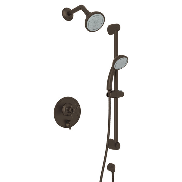 Verona Pressure Balance Shower Package - Tuscan Brass with Cross Handle | Model Number: RBKIT350NXM-TCB - Product Knockout