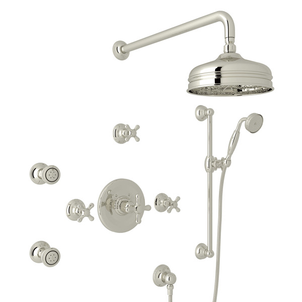 Verona Thermostatic Shower Package - Polished Nickel with Cross Handle | Model Number: RBKIT26EXM-PN - Product Knockout