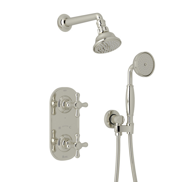 Verona Thermostatic Shower Package - Polished Nickel with Cross Handle | Model Number: RBKIT55EXM-PN - Product Knockout