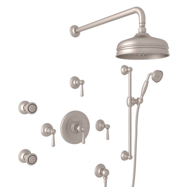 Verona Thermostatic Shower Package - Satin Nickel with Metal Lever Handle | Model Number: RBKIT26ELM-STN - Product Knockout