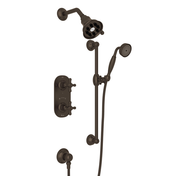 Verona Thermostatic Shower Package - Tuscan Brass with Cross Handle | Model Number: RBKIT50EXM-TCB - Product Knockout
