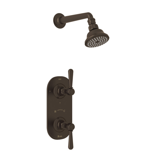 Verona Thermostatic Shower Package - Tuscan Brass with Metal Lever Handle | Model Number: RBKIT51ELM-TCB - Product Knockout