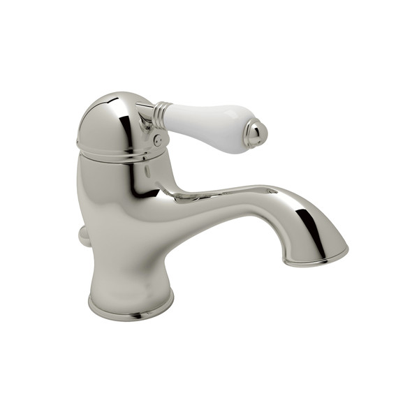 Viaggio Single Hole Single Lever Bathroom Faucet - Polished Nickel with White Porcelain Lever Handle | Model Number: A3402LPPN-2 - Product Knockout