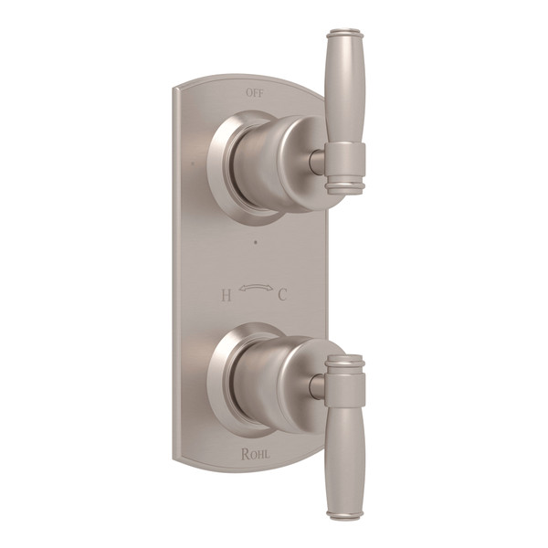 Zephyr 1/2 Inch Thermostatic and Diverter Control Trim - Satin Nickel with Metal Lever Handle | Model Number: MB1990LMSTN - Product Knockout
