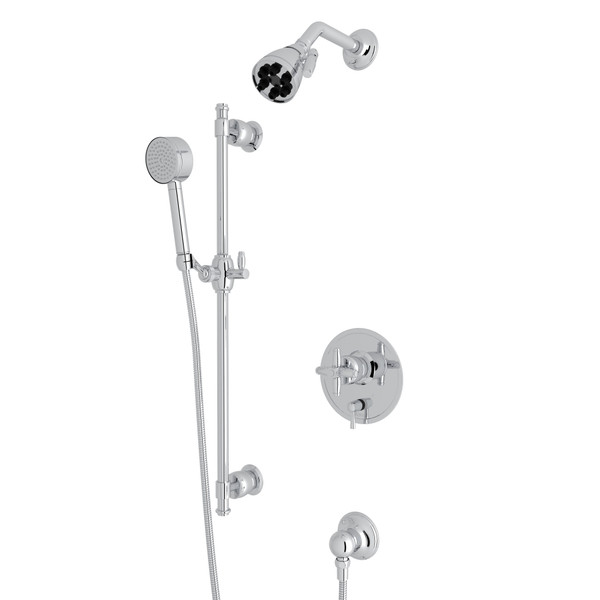Zephyr Pressure Balance Shower Package - Polished Chrome with Cross Handle | Model Number: MBKIT340ENXMAPC - Product Knockout