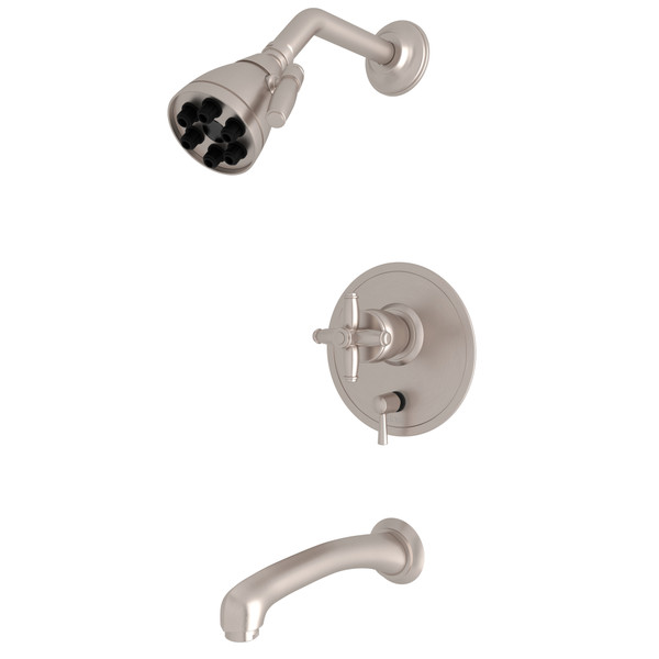 Zephyr Pressure Balance Shower Package - Satin Nickel with Cross Handle | Model Number: MBKIT330NXMSTN - Product Knockout