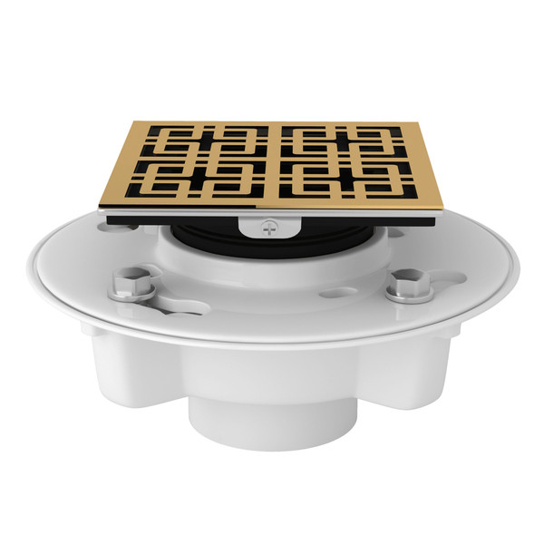 PVC 2 Inch X 3 Inch Drain Kit with Weave Decorative Cover - Italian Brass | Model Number: SDPVC2/3-3142IB - Product Knockout