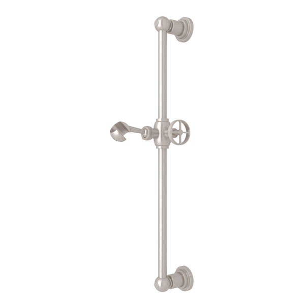 Campo Slide Bar - Satin Nickel with Industrial Metal Wheel Handle | Model Number: A8074IWSTN - Product Knockout