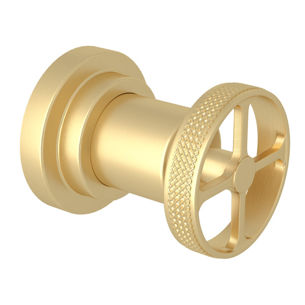 Campo Trim for Volume Control and 4-Port Dedicated Diverter - Satin Unlacquered Brass with Industrial Metal Wheel Handle | Model Number: A4912IWSUBTO - Product Knockout