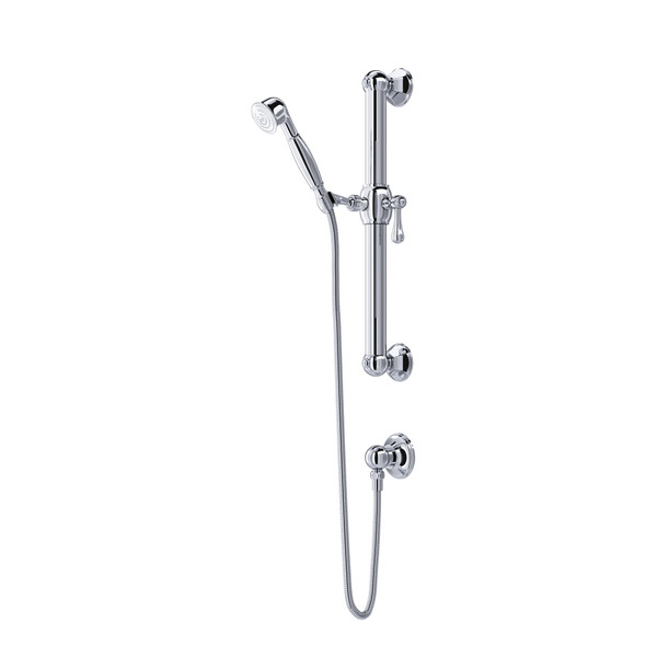 24 Inch Palladian Decorative Grab Bar Set with Single-Function Handshower Hose and Outlet - Polished Chrome | Model Number: 1282APC - Product Knockout