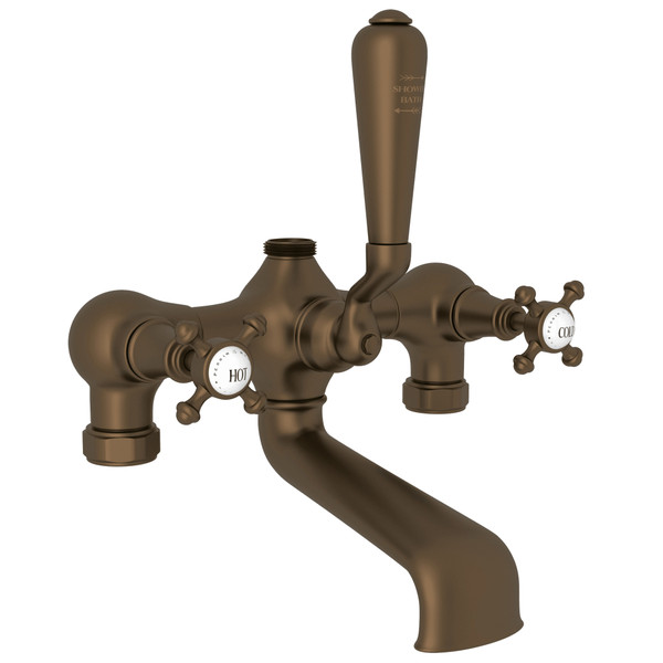 Georgian Era Exposed Tub and Shower Mixer Valve - English Bronze with Cross Handle | Model Number: U.3019X-EB - Product Knockout