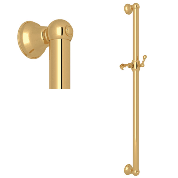 36 Inch Decorative Grab Bar with Lever Handle Slider - Italian Brass | Model Number: 1270IB - Product Knockout