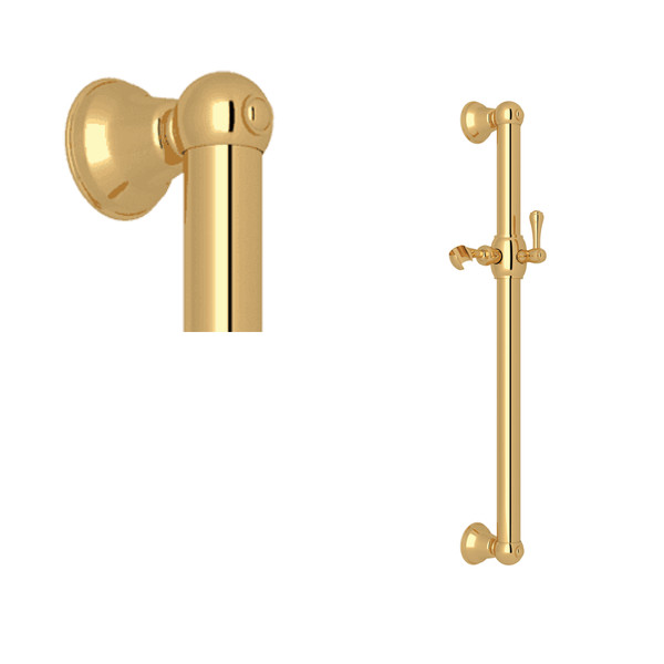 24 Inch Decorative Grab Bar with Lever Handle Slider - Italian Brass | Model Number: 1271IB - Product Knockout