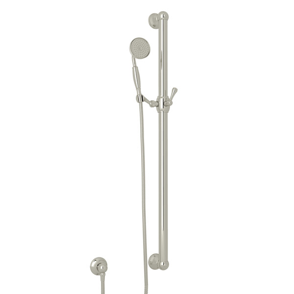 36 Inch Decorative Grab Bar Set with Single-Function Anti-Calcium Handshower Hose and Outlet - Polished Nickel | Model Number: 1272EPN - Product Knockout
