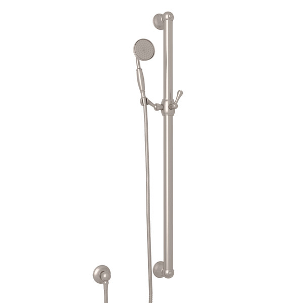36 Inch Decorative Grab Bar Set with Single-Function Anti-Calcium Handshower Hose and Outlet - Satin Nickel | Model Number: 1272ESTN - Product Knockout