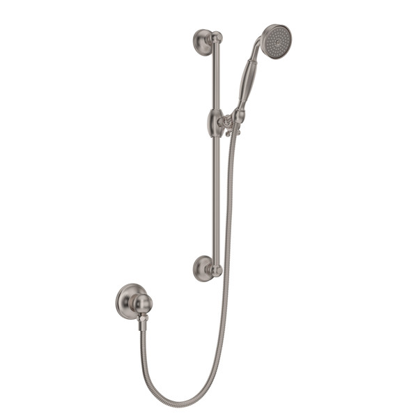 Single-Function Anti-Calcium Handshower Hose Bar and Outlet Set - Satin Nickel | Model Number: 1301ESTN - Product Knockout