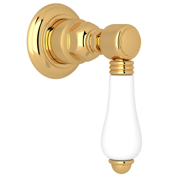 Trim for Volume Control and 4-Port Dedicated Diverter - Italian Brass with White Porcelain Lever Handle | Model Number: A4912LPIBTO - Product Knockout