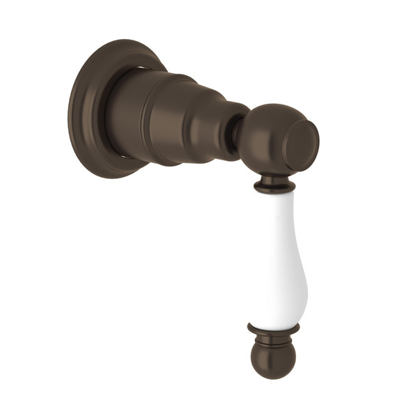 Arcana Trim for Volume Control and Diverter - Tuscan Brass with Ornate White Porcelain Lever Handle | Model Number: AC195OP-TCB/TO - Product Knockout