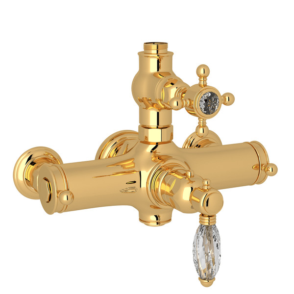 Exposed Thermostatic Valve - Italian Brass with Crystal Cross Handle | Model Number: A4917XCIB - Product Knockout