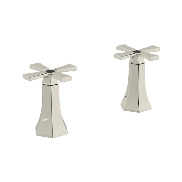Bellia Set of Hot and Cold 1/2 Inch Sidevalves - Polished Nickel with Cross Handle | Model Number: BE120X-PN - Product Knockout