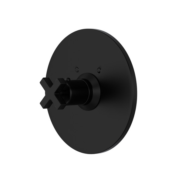 Lombardia Thermostatic Trim Plate without Volume Control - Matte Black with Cross Handle | Model Number: A4214XMMB - Product Knockout