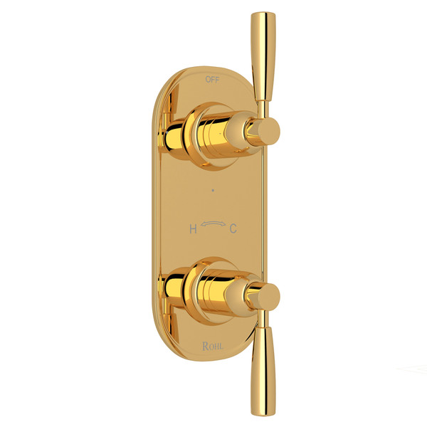 Holborn 1/2 Inch Thermostatic and Diverter Control Trim - English Gold with Metal Lever Handle | Model Number: U.8885LS-EG/TO - Product Knockout