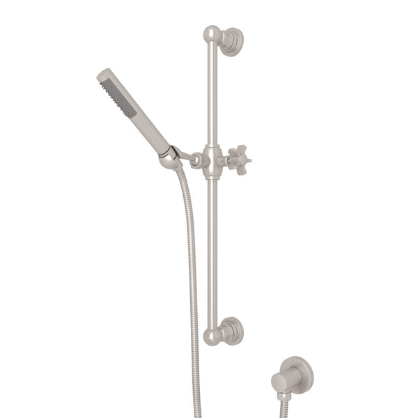 San Giovanni Single-Function Handshower Set - Satin Nickel with Five Spoke Cross Handle | Model Number: AKIT8073XSTN - Product Knockout