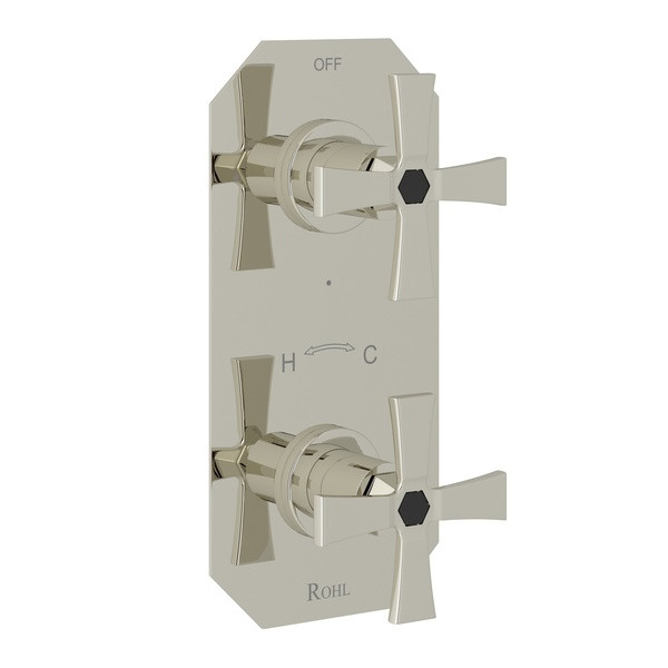 Bellia 1/2 Inch Thermostatic and Diverter Control Trim - Polished Nickel with Cross Handle | Model Number: BE390X-PN - Product Knockout