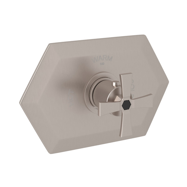 Bellia Thermostatic Trim without Volume Control - Satin Nickel with Cross Handle | Model Number: BE720X-STN/TO - Product Knockout