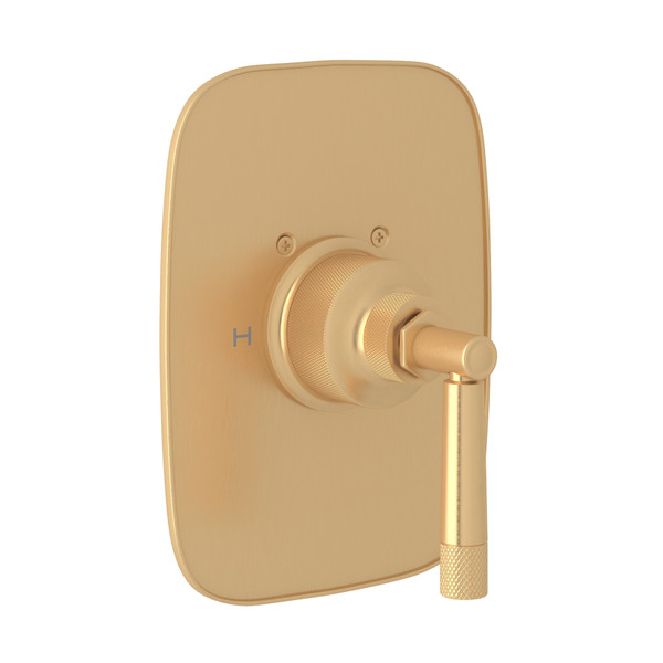 Graceline Thermostatic Trim Plate without Volume Control - Satin Brass with Metal Lever Handle | Model Number: MB2040NLMSTB - Product Knockout