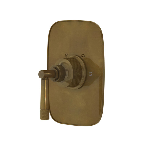 Graceline Thermostatic Trim Plate without Volume Control - French Brass with Metal Lever Handle | Model Number: MB2040NLMFB - Product Knockout
