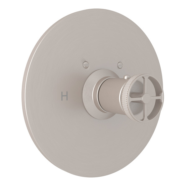 Campo Thermostatic Trim Plate without Volume Control - Satin Nickel with Industrial Metal Wheel Handle | Model Number: A4914IWSTN - Product Knockout