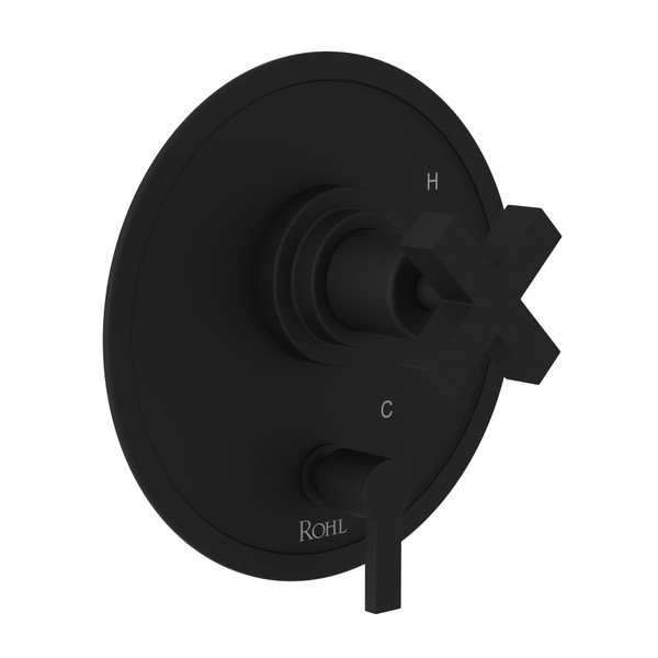 Lombardia Pressure Balance Trim with Diverter - Matte Black with Cross Handle | Model Number: A3210NXMMB - Product Knockout