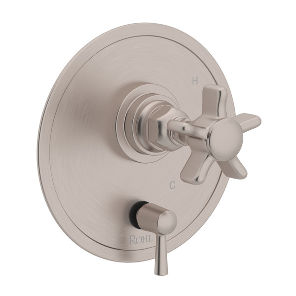 San Giovanni Pressure Balance Trim with Diverter - Satin Nickel with Five Spoke Cross Handle | Model Number: A3310NXSTN - Product Knockout