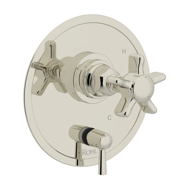 San Giovanni Pressure Balance Trim with Diverter - Polished Nickel with Five Spoke Cross Handle | Model Number: A3310NXPN - Product Knockout