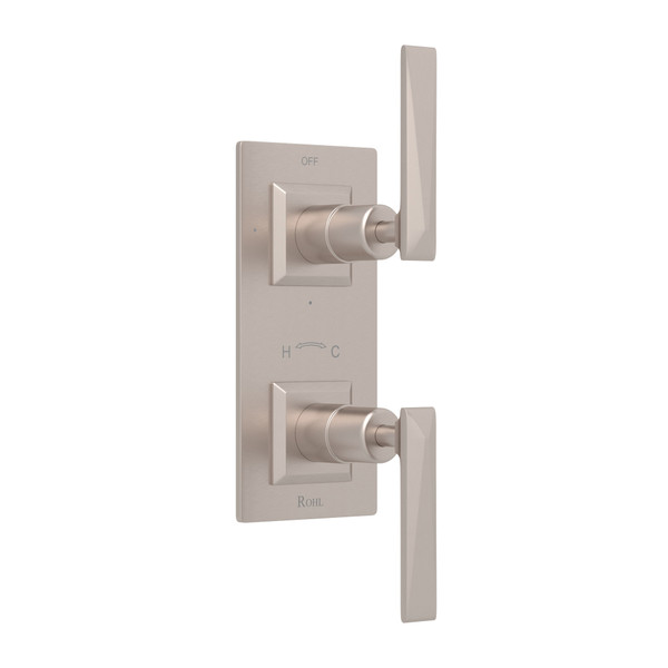 Vincent 1/2 Inch Thermostatic and Diverter Control Trim - Satin Nickel with Metal Lever Handle | Model Number: A4064LVSTN - Product Knockout