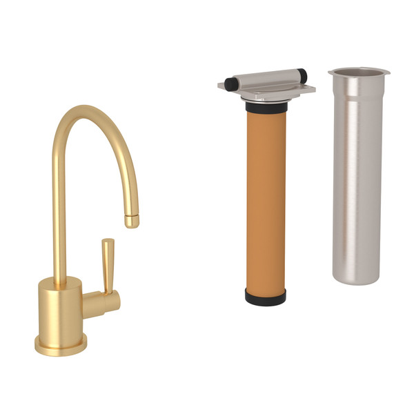 Perrin & Rowe Holborn C-Spout Filter Faucet - Satin English Gold