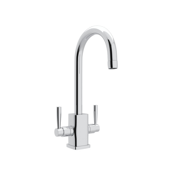 Holborn Single Hole Bar and Food Prep Faucet with Square Body and C Spout - Polished Chrome with Metal Lever Handle | Model Number: U.4209LS-APC-2 - Product Knockout