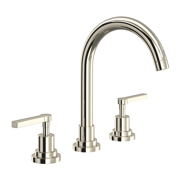 Lombardia C-Spout Widespread Bathroom Faucet - Polished Nickel with Metal Lever Handle | Model Number: A2208LMPN-2 - Product Knockout