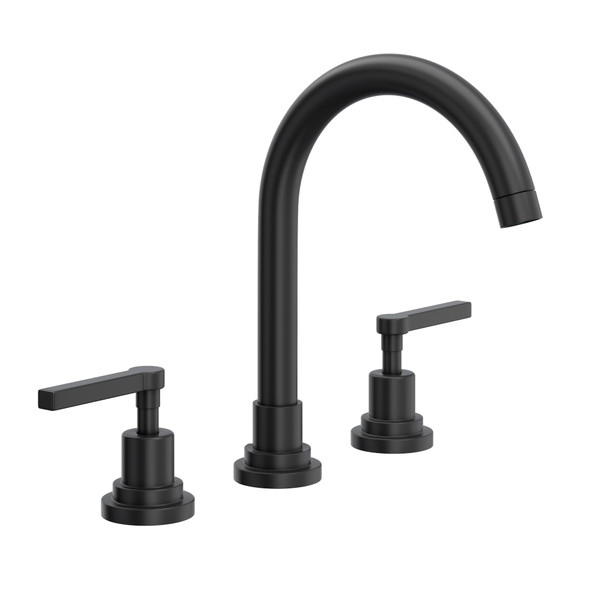 Lombardia C-Spout Widespread Bathroom Faucet - Matte Black with Metal Lever Handle | Model Number: A2208LMMB-2 - Product Knockout