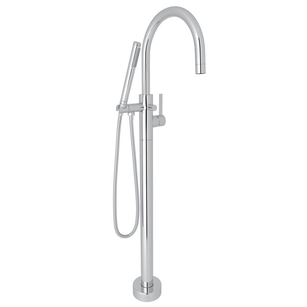 Pirellone Single Leg Floor Mount Tub Filler - Polished Chrome with Metal Lever Handle | Model Number: M1687LMAPC/TO - Product Knockout