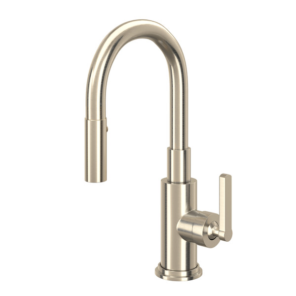 Lombardia Pulldown Bar and Food Prep Faucet - Satin Nickel with Metal Lever Handle | Model Number: A3430SLMSTN-2 - Product Knockout